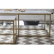 Pemberly Row Marble Veneer Nesting Coffee Table in White/Gold