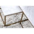 Pemberly Row Marble Veneer Nesting Coffee Table in White/Gold