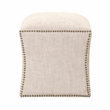 Pemberly Row Square Fabric Ottoman With Nail Heads in Bisque Beige