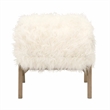 Pemberly Row Contemporary Reclaimed Oak Wool Ottoman in White/Gray