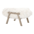 Pemberly Row Contemporary Reclaimed Oak Wool Ottoman in White/Gray