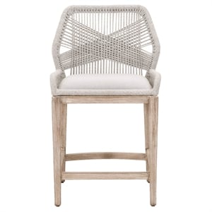 Pemberly Row 26&quot Rope Weave Fabric Counter Stool in Taupe White