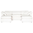 Pemberly Row Fabric Modular Armless Chair With Down Cushions in White