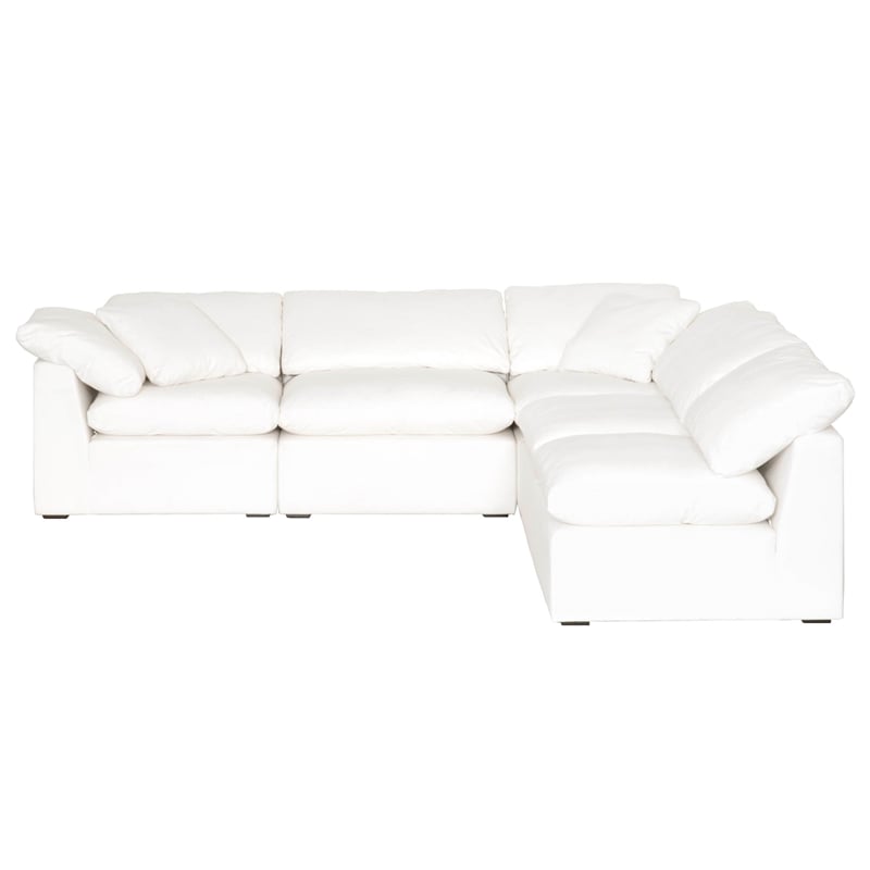 Pemberly Row Fabric Modular Armless Chair With Down Cushions in White