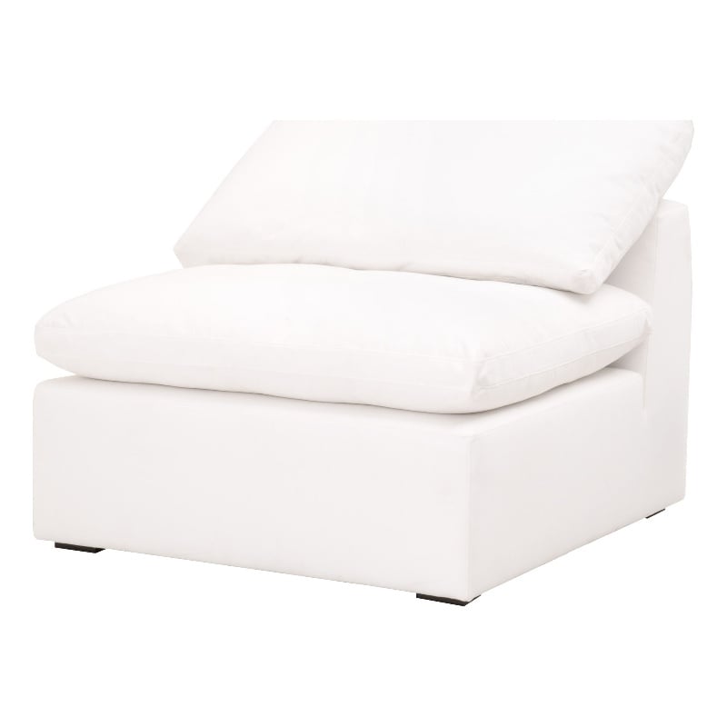 Pemberly Row Fabric Modular Armless Chair With Down Cushions in White