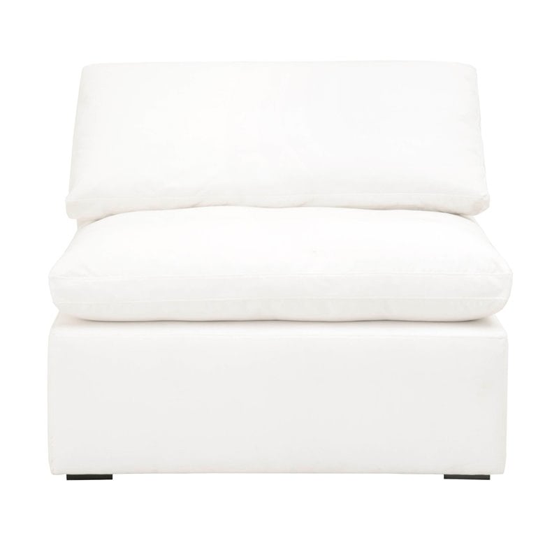 Pemberly Row Fabric Modular Armless Chair With Down Cushions in White