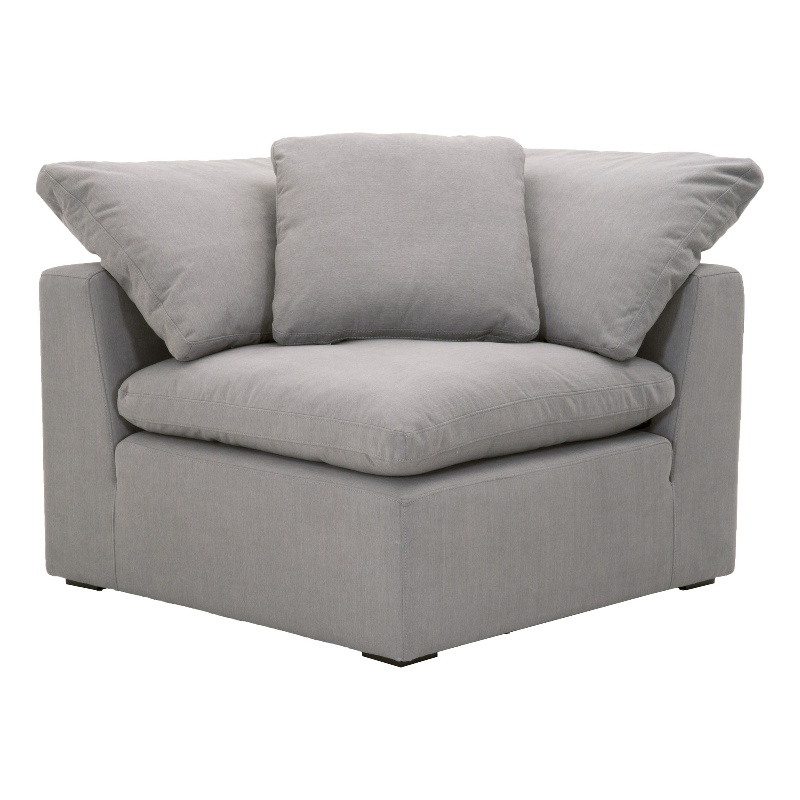 Pemberly Row Fabric Modular Corner Chair With Down Pillow in Gray