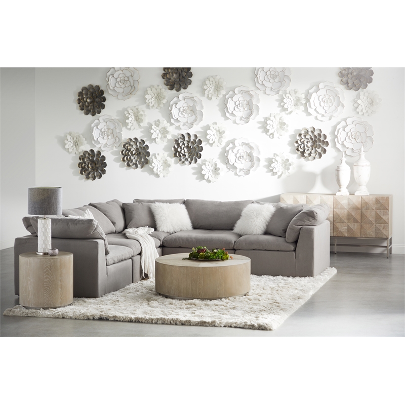 Pemberly Row Fabric Modular Corner Chair With Down Pillow in Gray