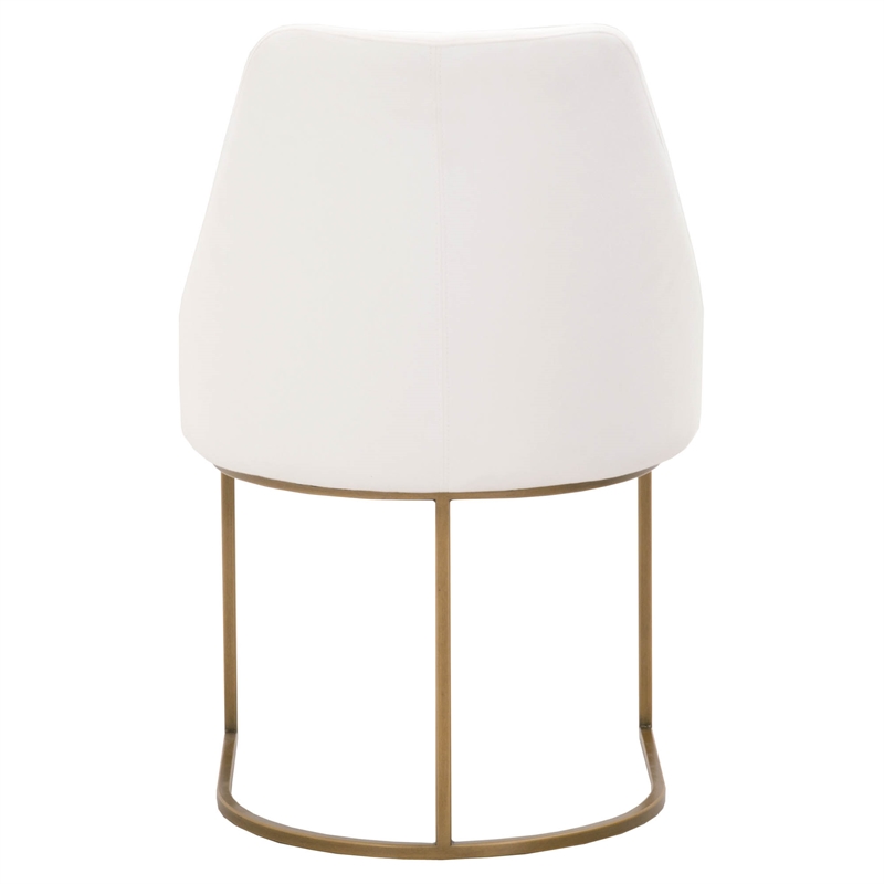 Pemberly Row Fabric Dining Chair With Brushed Gold Base in White (Set of 2)