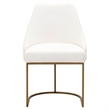 Pemberly Row Fabric Dining Chair With Brushed Gold Base in White (Set of 2)
