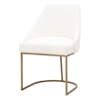 Pemberly Row Fabric Dining Chair With Brushed Gold Base in White (Set of 2)