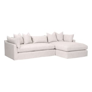 Pemberly Row 110&quot Fabric Right Facing Slipcover Sectional in Beige