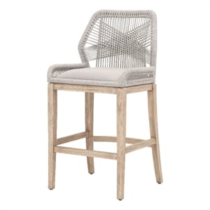 Pemberly Row Contemporary 30&quot Rope Weave Fabric Barstool in Taupe Gray