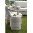 Pemberly Row Contemporary Barrel-Shaped Rope Accent Table in Taupe Gray