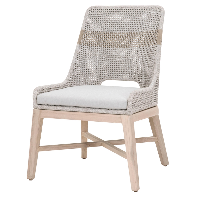 Pemberly Row Rope Weave Outdoor Dining Chair in Gray (Set of 2)