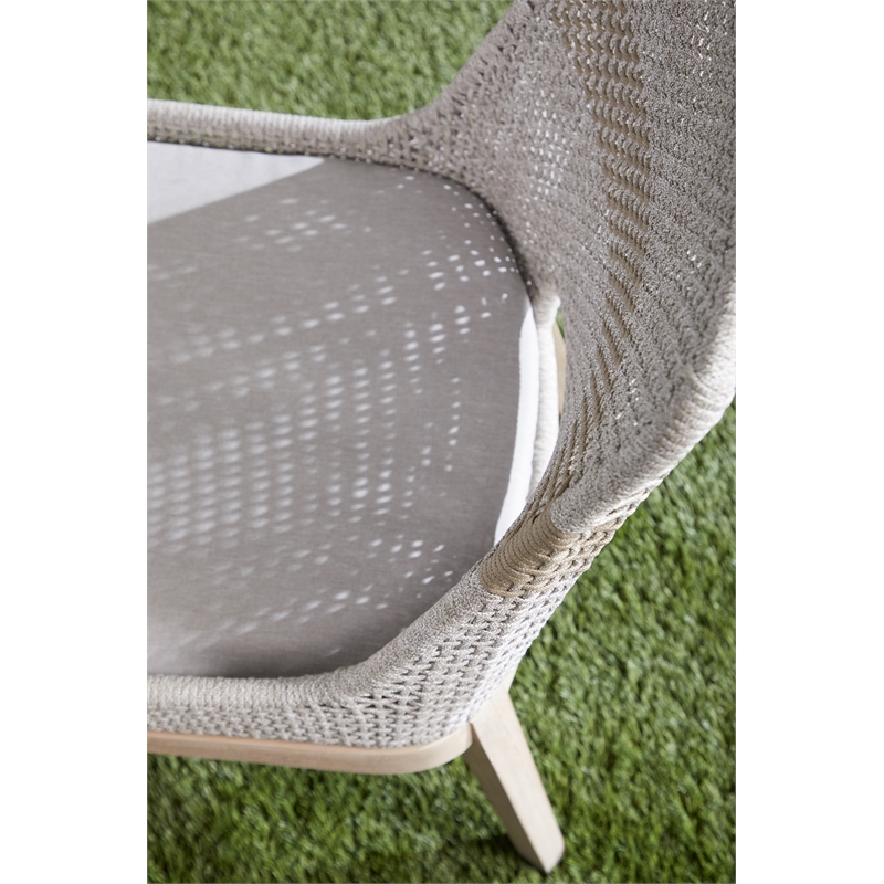 Pemberly Row Rope Weave Outdoor Dining Chair in Gray (Set of 2)