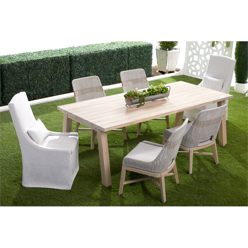 Pemberly Row Rope Weave Outdoor Dining Chair in Gray (Set of 2)