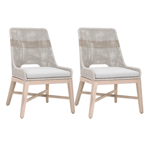 Pemberly Row Rope Weave Outdoor Dining Chair in Gray (Set of 2)