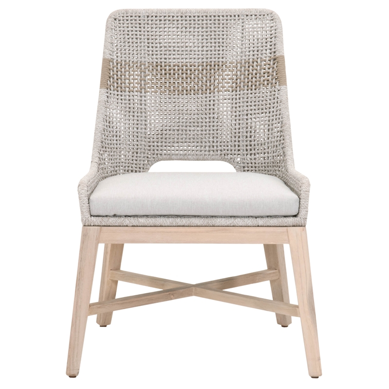 Pemberly Row Rope Weave Outdoor Dining Chair in Gray (Set of 2)