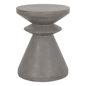 Pemberly Row Pawn-Shaped Concrete Accent Table in Slate Gray