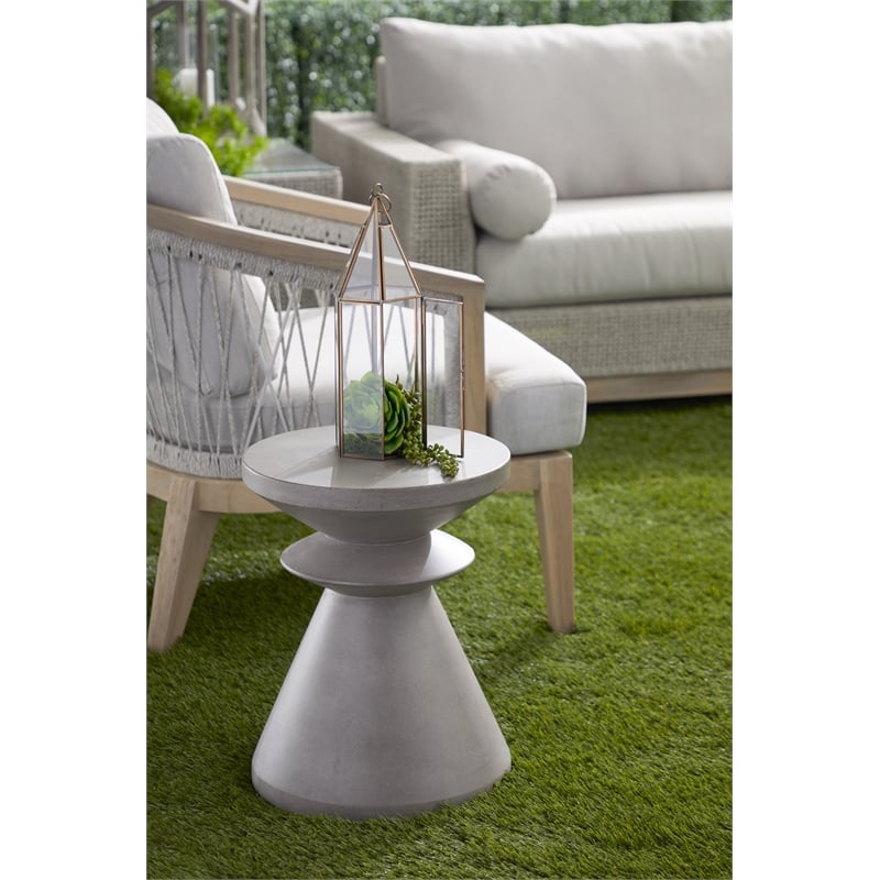 Pemberly Row Pawn-Shaped Concrete Accent Table in Slate Gray