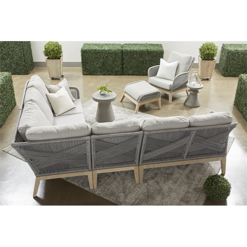 Pemberly Row Tack-Shaped Concrete Accent Table in Slate Gray