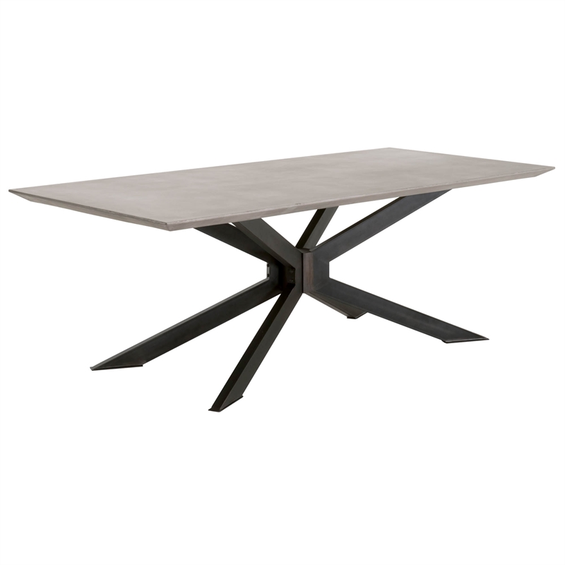 Pemberly Row Concrete and Iron Dining Table Seats 8 in Black