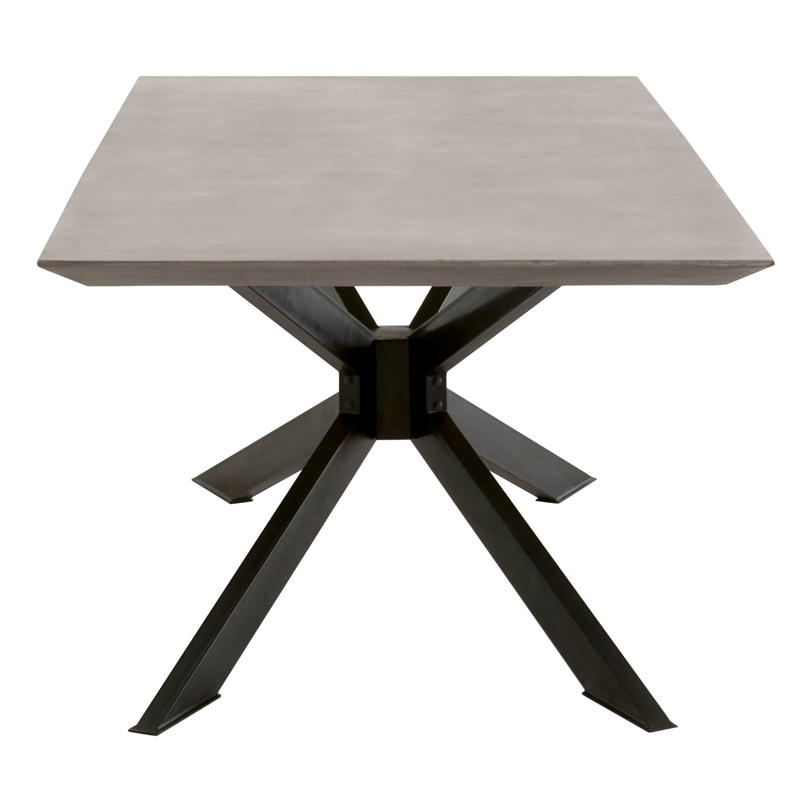 Pemberly Row Concrete and Iron Dining Table Seats 8 in Black