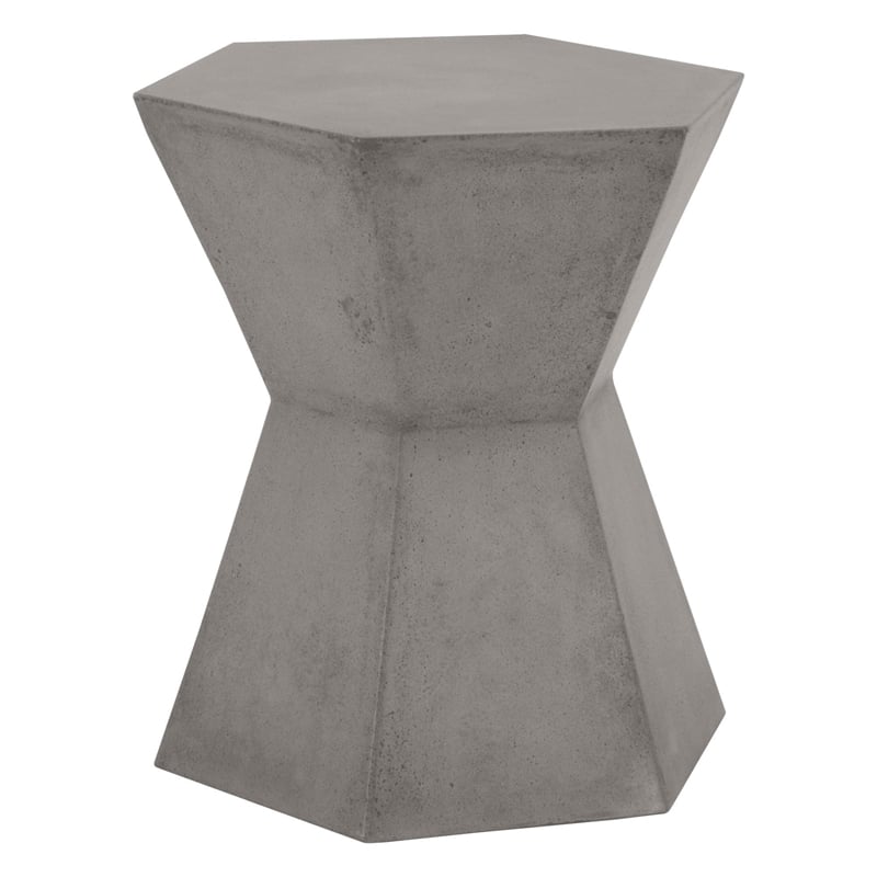 Pemberly Row Hexagon Hourglass Concrete Accent Table in Slate Gray