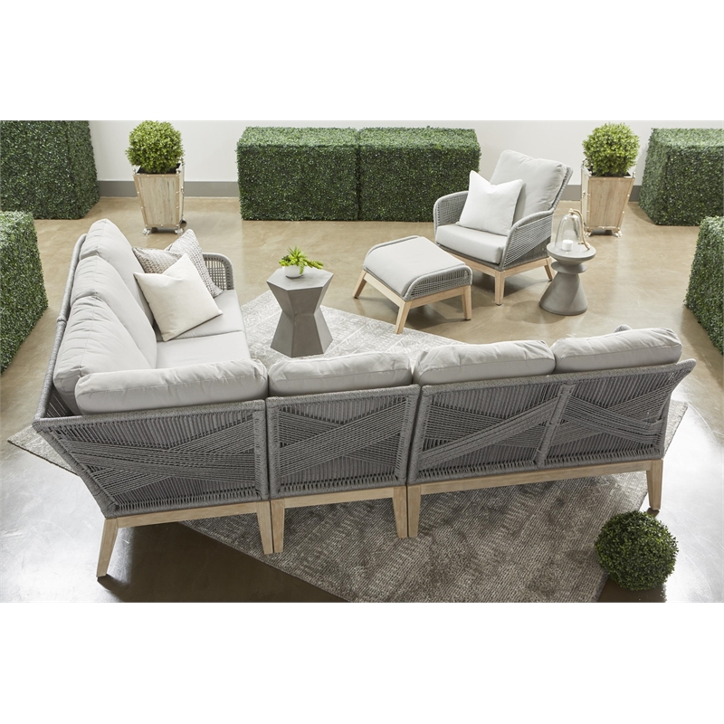Pemberly Row Hexagon Hourglass Concrete Accent Table in Slate Gray