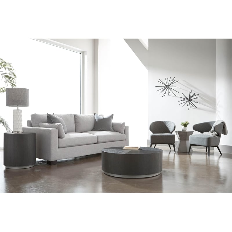 Pemberly Row Hexagon Hourglass Concrete Accent Table in Slate Gray