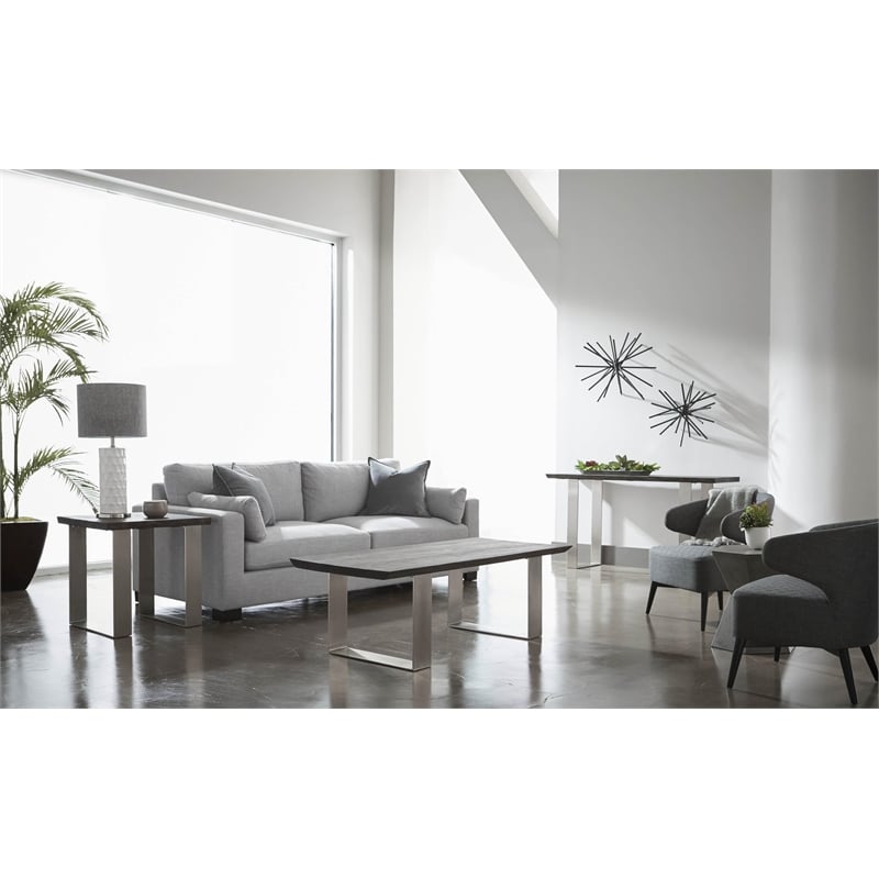 Pemberly Row Hexagon Hourglass Concrete Accent Table in Slate Gray