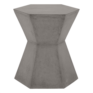 Pemberly Row Hexagon Hourglass Concrete Accent Table in Slate Gray