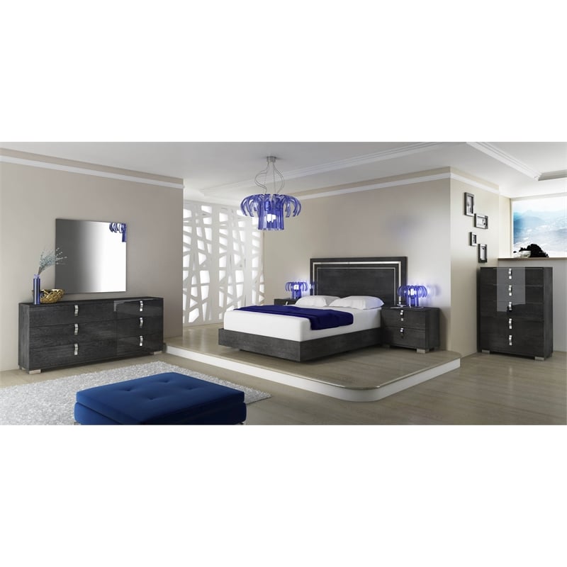 Pemberly Row Frameless Dresser Mirror in Gray Birch High Gloss