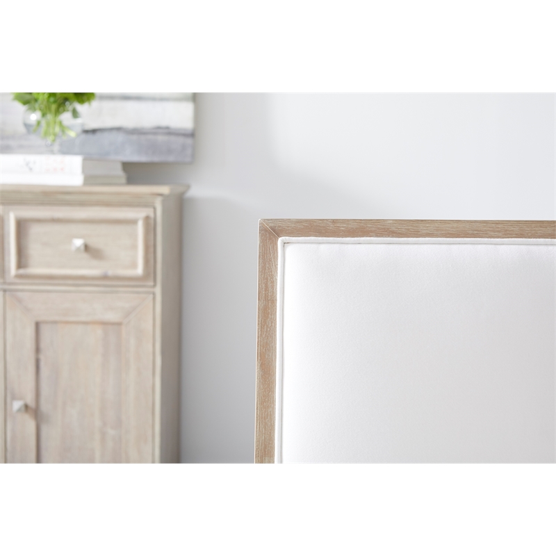 Pemberly Row Upholstered Fabric Dining Chair With Wood Back in White (Set of 2)