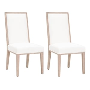 Pemberly Row Upholstered Fabric Dining Chair With Wood Back in White (Set of 2)