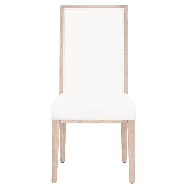 Pemberly Row Upholstered Fabric Dining Chair With Wood Back in White (Set of 2)