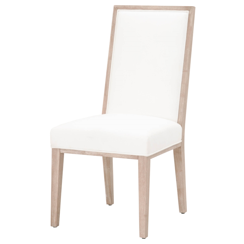 Pemberly Row Upholstered Fabric Dining Chair With Wood Back in White (Set of 2)