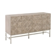 Pemberly Row Wood Media Sideboard With Wine Racks in Natural Gray