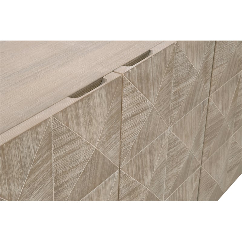 Pemberly Row Wood Media Sideboard With Wine Racks in Natural Gray