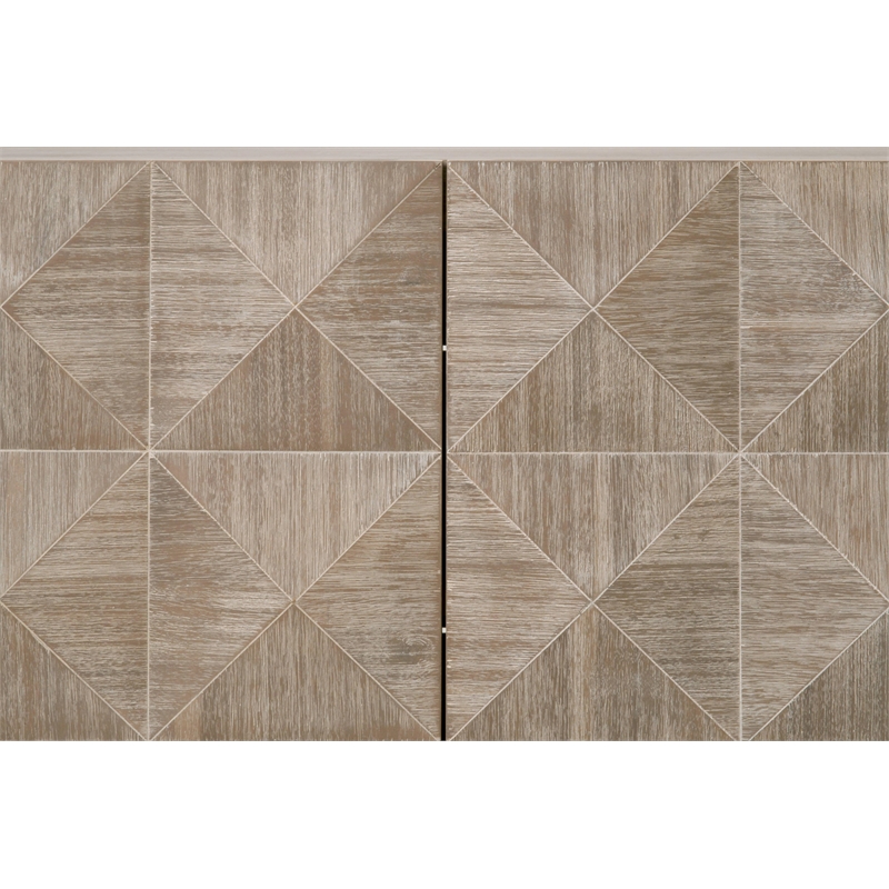 Pemberly Row Wood Media Sideboard With Wine Racks in Natural Gray