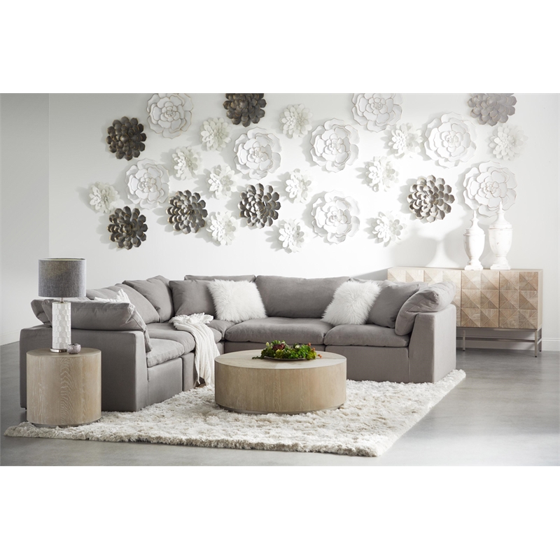 Pemberly Row Wood Media Sideboard With Wine Racks in Natural Gray