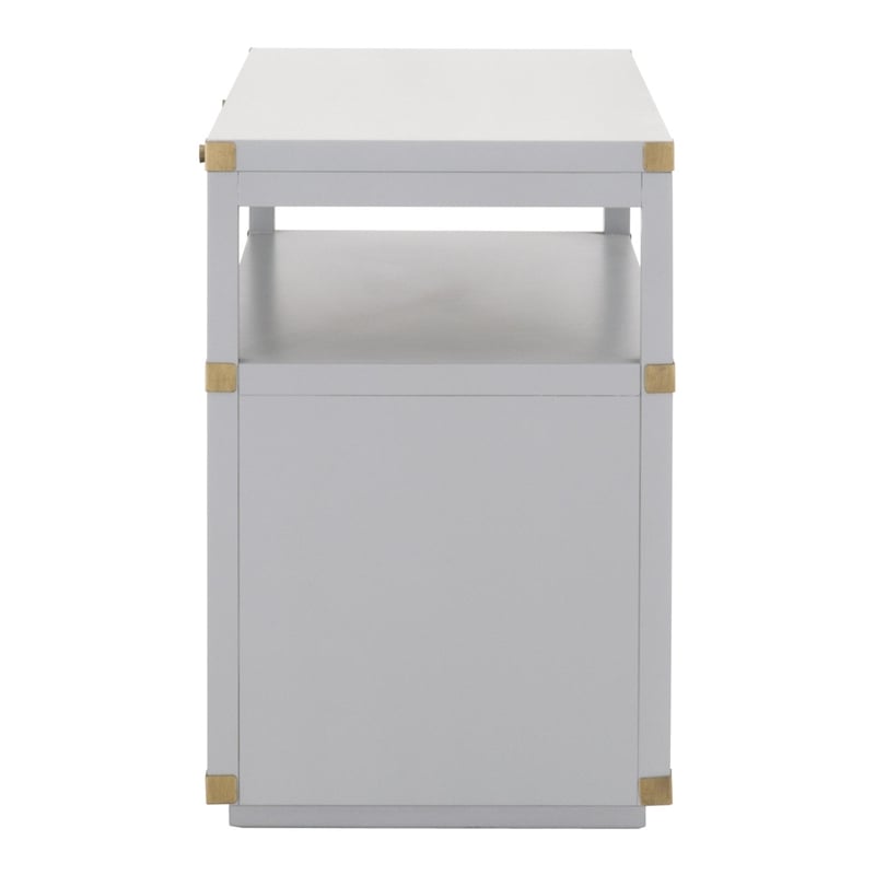 Pemberly Row 2-Drawer Wood Nightstand With Pull-Out Tray in Gray