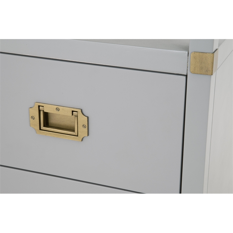 Pemberly Row 2-Drawer Wood Nightstand With Pull-Out Tray in Gray