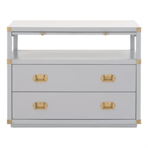 Pemberly Row 2-Drawer Wood Nightstand With Pull-Out Tray in Gray