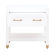 Pemberly Row 1-Drawer Wood Nightstand With Brass Accents in White