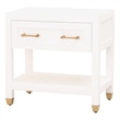 Pemberly Row 1-Drawer Wood Nightstand With Brass Accents in White
