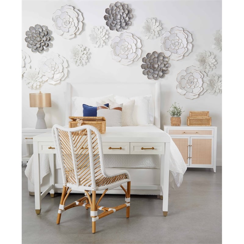 Pemberly Row 1-Drawer Wood Nightstand With Brass Accents in White