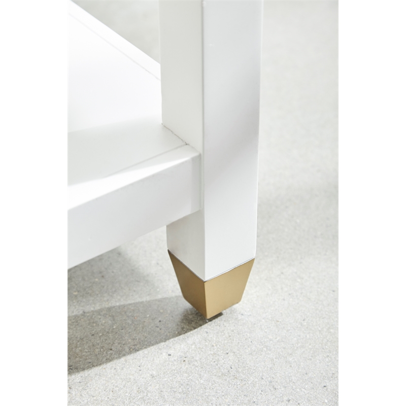 Pemberly Row 1-Drawer Wood Nightstand With Brass Accents in White