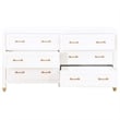 Pemberly Row 6-Drawer Wood Double Dresser With Brass Accents in White